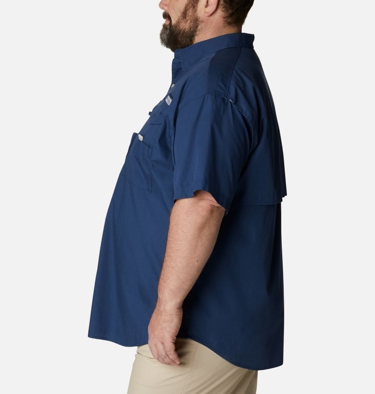 Men's Columbia PFG Bonehead Short Sleeve Shirts Navy | Plus Size CA-G1A45